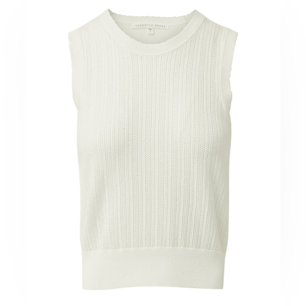 Veronica Beard The Heti Knit Tank in Ivory, Size Small - Picture 1 of 6